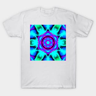 Psychedelic Mandala Flower Purple Blue and Green T-Shirt